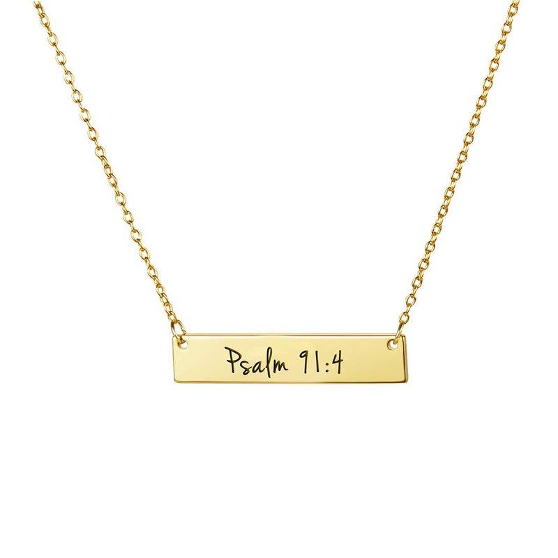 MEMGIFT Christian Gifts for Women Plated Bible Verse Necklace Religious Birthday Baptism Jewelry Psalm 91:4 - Image 1